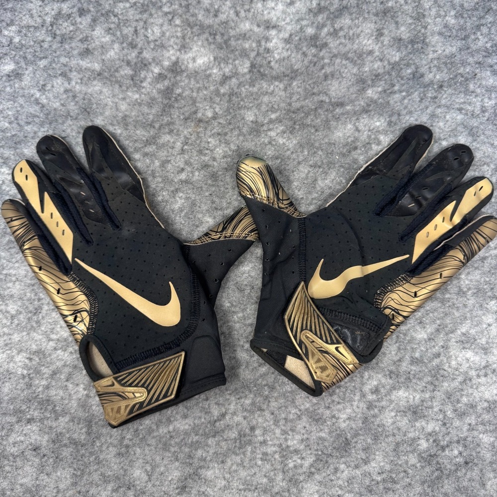 Nike Vapor Jet 5.0 Football Gloves - Black/Gold - GF0651-905 - Sz: Large